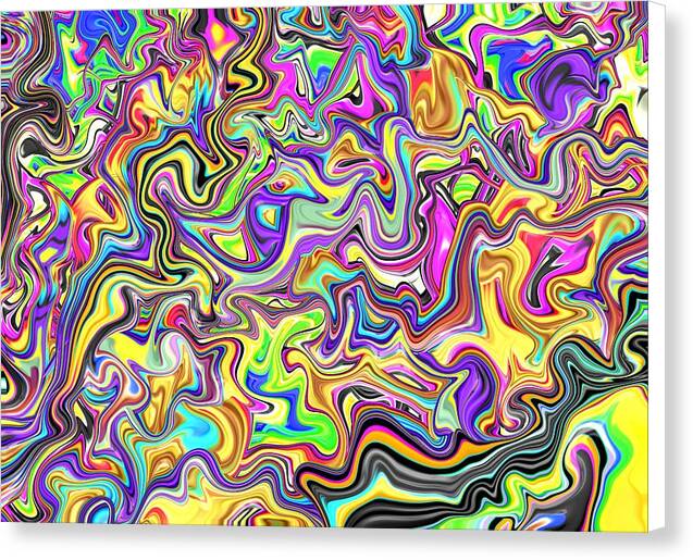From the Streets – abstract trippy canvas print by Patrick Zion, white edge version merging street art chaos with cosmic order in a vibrant maze of color and motion.