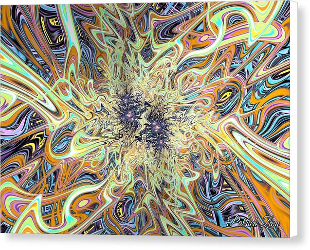 Marvelous Fractal Realm – vibrant fractal canvas art by Patrick Zion, white edge version depicting swirling rainbow geometry radiating light and multidimensional harmony.