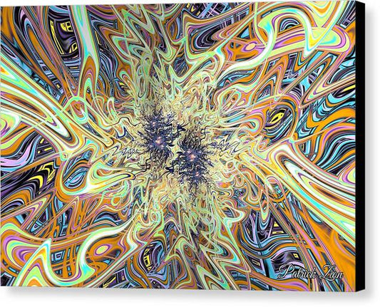 Marvelous Fractal Realm – psychedelic abstract art by Patrick Zion, black edge version featuring a cosmic explosion of color and motion symbolizing the boundless energy of creation.