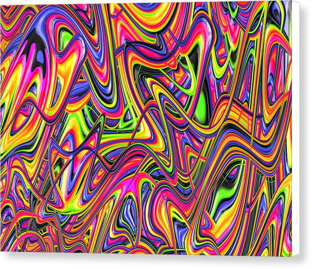 Rainbow Bright – trippy abstract fractal wall art by Patrick Zion, white edge version showcasing vivid swirling colors and radiant movement inspired by the beauty of pure light.