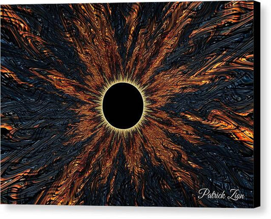 The Nigredo – dark abstract fractal art by Patrick Zion, black edge version symbolizing spiritual transformation and rebirth through molten textures and cosmic geometry.