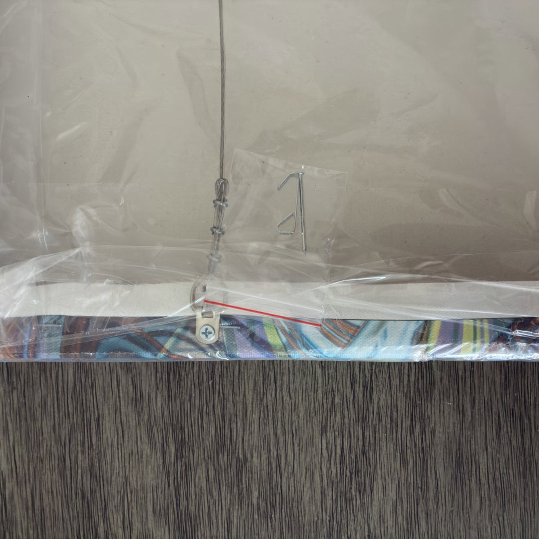 Pre-installed hanging hardware and wall hook included with a Patrick Zion ready-to-hang canvas print.