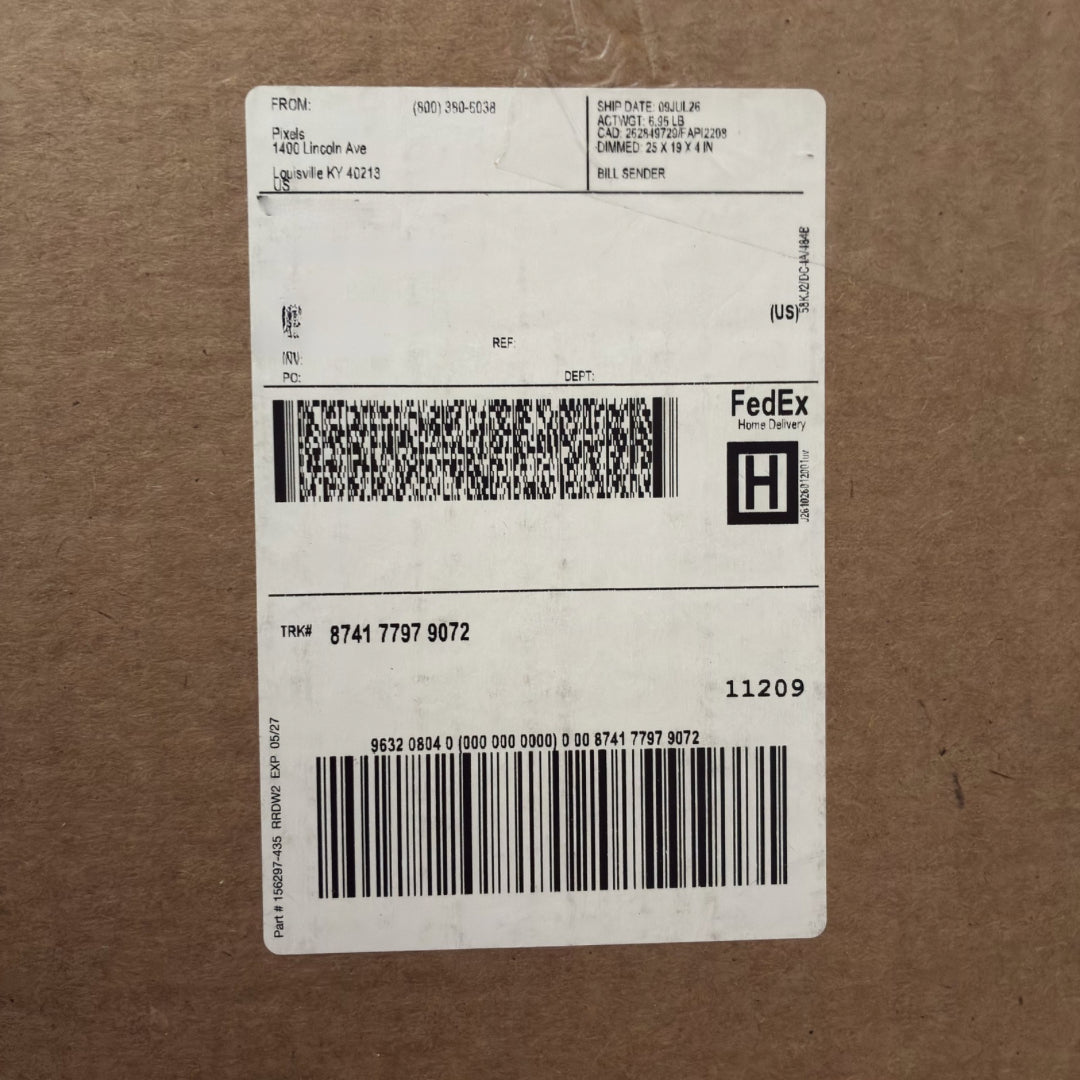 FedEx shipping label on a securely packaged Patrick Zion canvas print prepared for tracked worldwide delivery.
