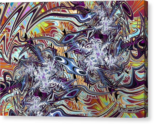 Ethereal Flux – spiritual fractal canvas print by Patrick Zion, mirrored edge version depicting vibrant psychedelic motion and luminous geometry, evoking the ethereal flow of consciousness through color and vibration.
