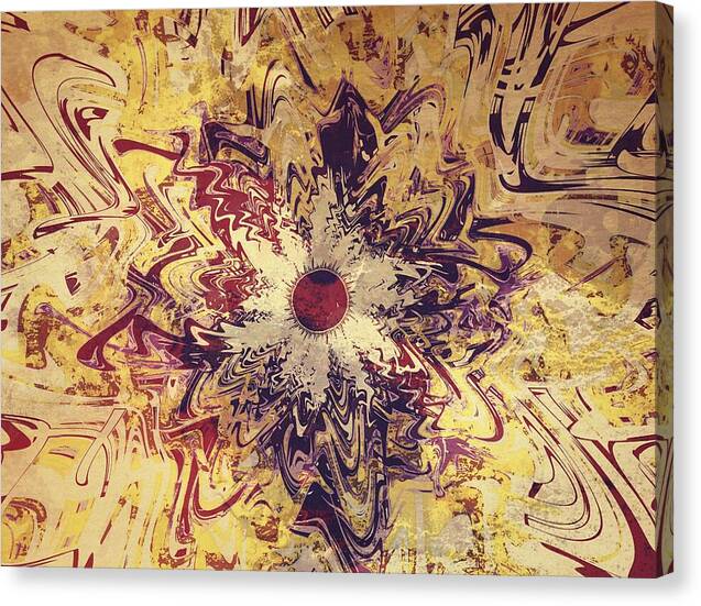 High Noon: Cosmic Sunburst – spiritual fractal canvas print by Patrick Zion, mirrored edge version depicting a glowing solar mandala in motion, merging psychedelic art with cosmic geometry and radiant light.