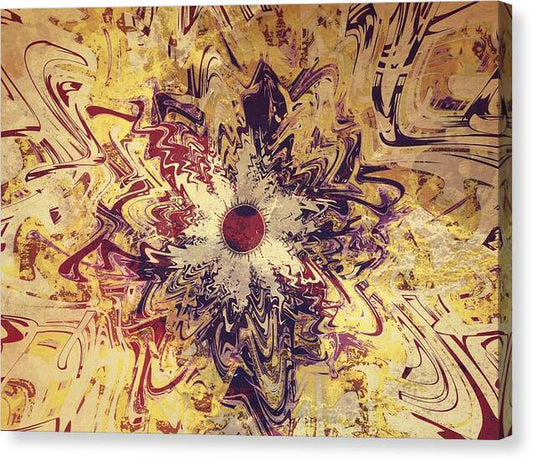 High Noon: Cosmic Sunburst – spiritual fractal canvas print by Patrick Zion, mirrored edge version depicting a glowing solar mandala in motion, merging psychedelic art with cosmic geometry and radiant light.