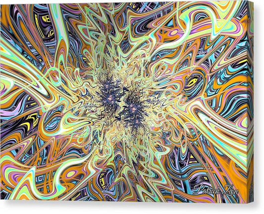Marvelous Fractal Realm – visionary psychedelic canvas print by Patrick Zion, mirrored edge version showing kaleidoscopic fractal waves forming a mesmerizing dance of energy and consciousness.