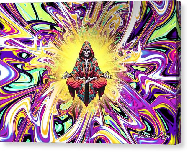 Rest in Peace – visionary fractal meditation art by Patrick Zion, mirrored edge version merging life, death, and consciousness in a luminous explosion of radiant color and cosmic calm.