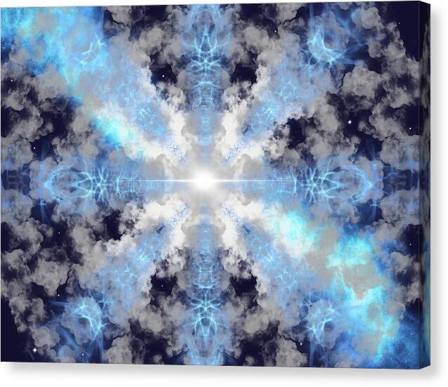 Supernova – visionary abstract art print by Patrick Zion, mirrored edge version illustrating a divine explosion of fractal geometry and ethereal light within infinite space.