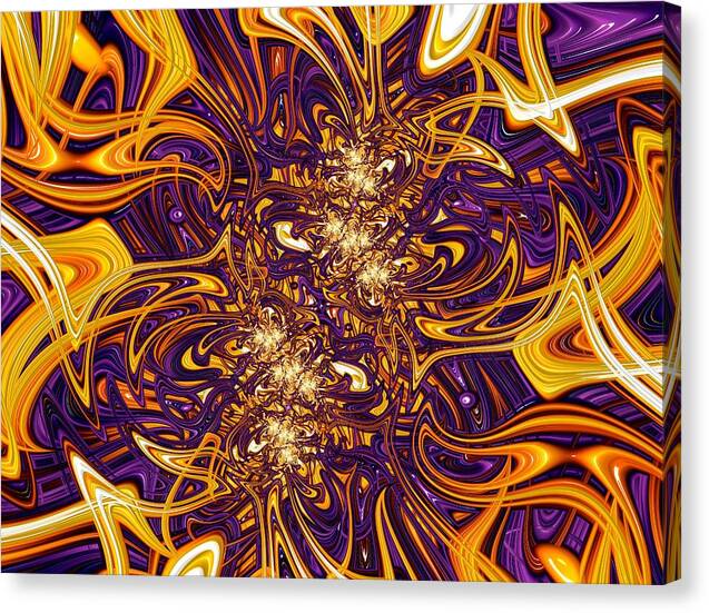 The Gordian Knot – visionary abstract fractal art by Patrick Zion, mirrored edge version representing interconnected cosmic threads woven through luminous golden and amethyst tones.