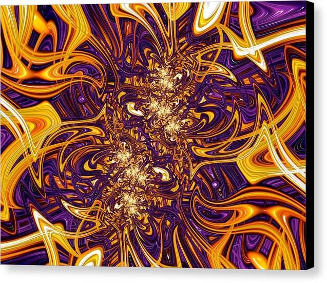 The Gordian Knot – psychedelic fractal art by Patrick Zion, black edge version showcasing golden and violet strands intertwining in hypnotic symmetry, symbolizing the complexity and beauty of consciousness.