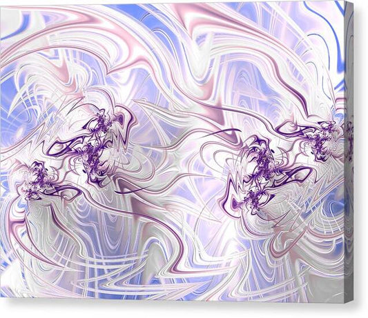 Velvet – psychedelic abstract canvas print by Patrick Zion, mirrored edge version featuring silky swirls of violet and pearl tones forming a hypnotic pattern of spiritual harmony.