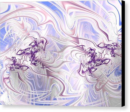 Velvet – abstract fractal canvas art by Patrick Zion, black edge version with fluid lavender and silver waves symbolizing serenity, feminine energy, and dreamlike transcendence.